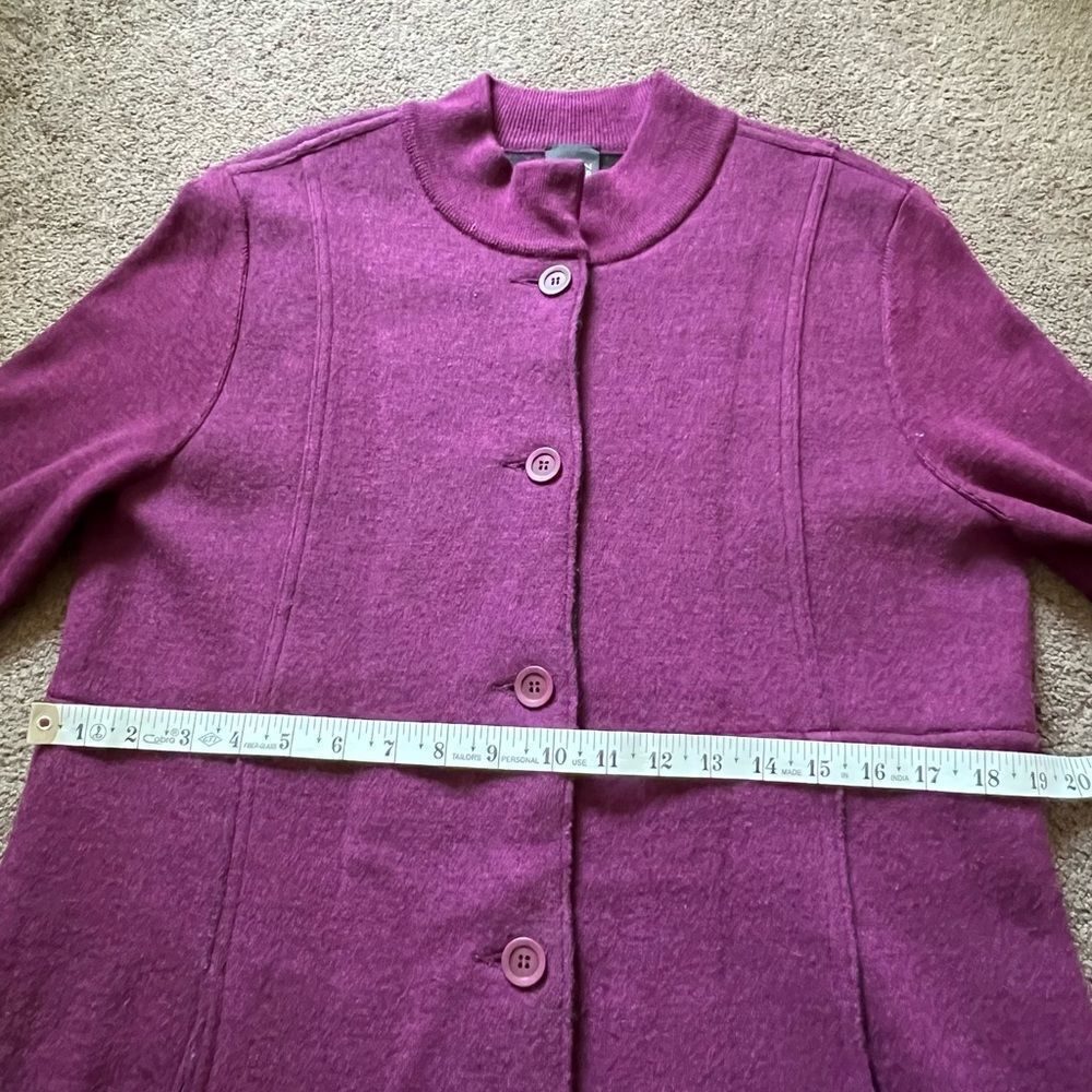 Eileen Fisher Merino Wool Purple/Plum Coat - Picture 9 of 9